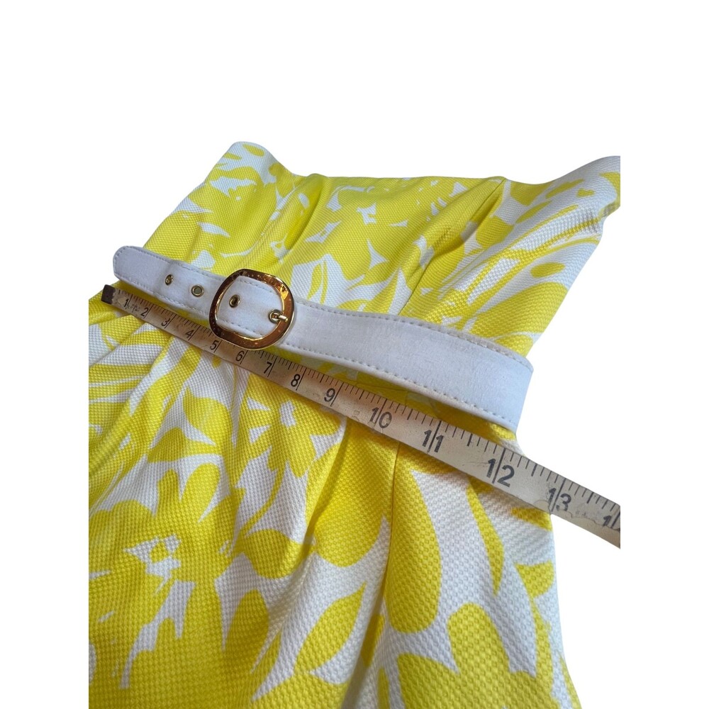 Shoshanna Dress Mini Sweetheart Strapless Yellow White Floral Tropical Cotton 4 - Picture 7 of 15